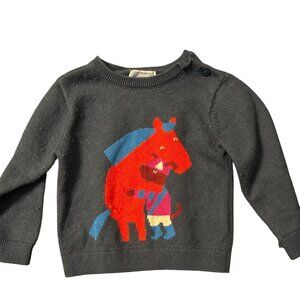 Baby boy horse Intarsia jumper - petrol blue